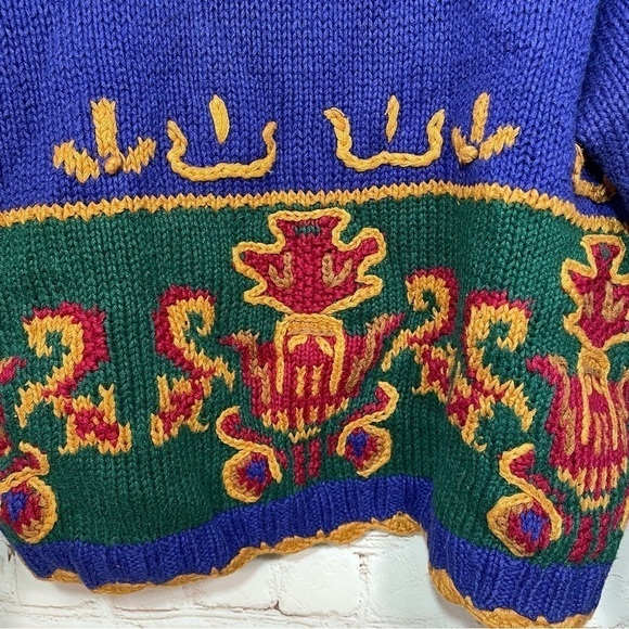 Vintage Jennifer Reed Hand Made MultiColor Embroidered Sweater Medium Christmas - Picture 6 of 14